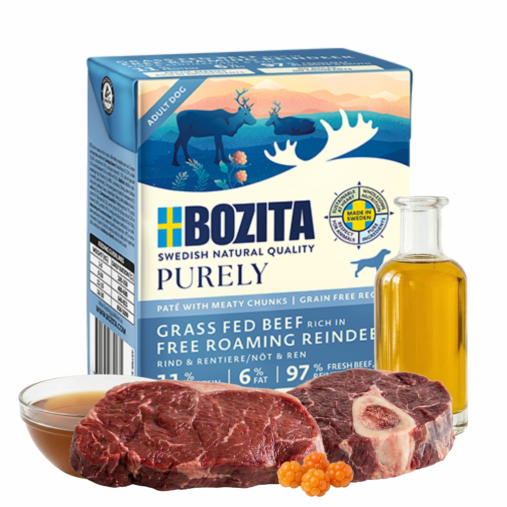 Bozita Purely Pate Duoprotein Wołowina Renifer 370g karma mokra dla psa